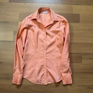 Women's Vintage 1970's H Bar C Salmon Orange Western Roper Button Up Shirt Sz S